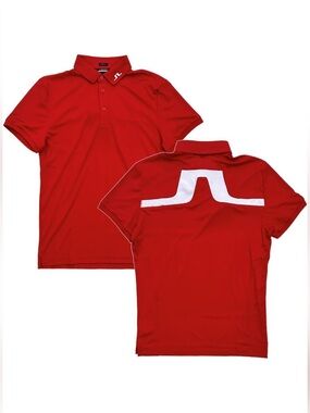 J. Lindeberg Red Regular Fit Polo Golf SZ S Barbados Cherry Color NEW